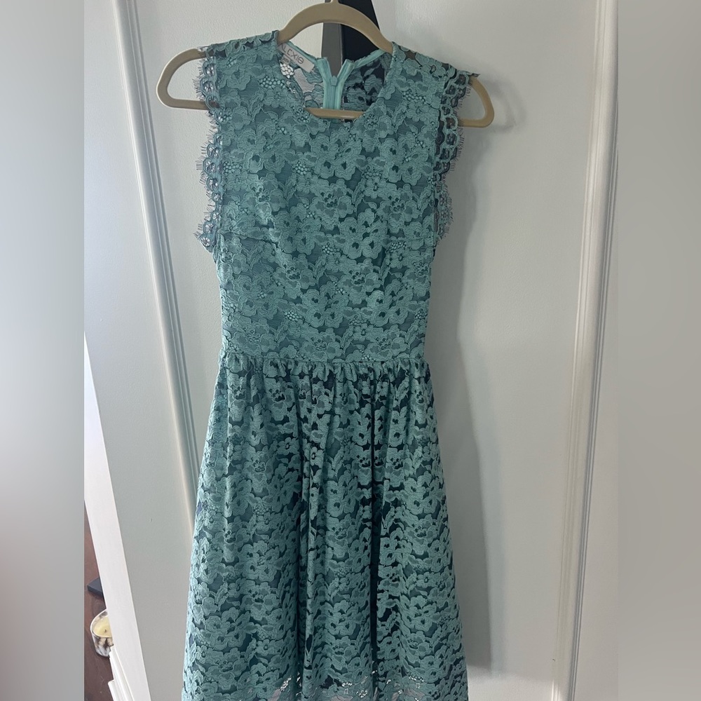 Alexis lace full midi dress in powder blue